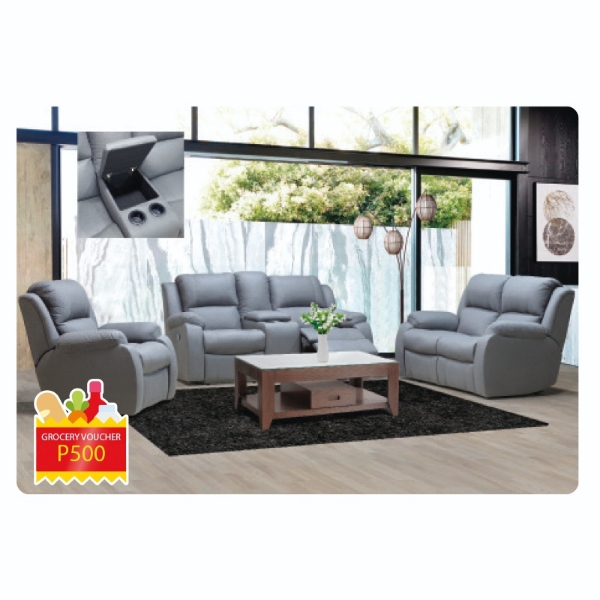 Picture of St Claire 3Pce 2 Motion Lounge Suite Grey +P500 VOUCHER